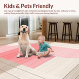 Ultra Soft Area Rug, Non Slip, Stain Resistant, Washable Area Rugs for Living Room, Bedroom, Graceful Contemporary Patterned Flow(Pink)