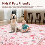 Ultra Soft Area Rug, Non Slip, Stain Resistant, Washable Area Rugs for Living Room, Bedroom, Enchanting Circular Petal Pattern(Pink)