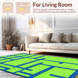Ultra Soft Area Rug, Non Slip, Stain Resistant, Washable Area Rugs for Living Room, Bedroom, Colorful Cityscape Adventure Mat(Green)