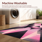 Ultra Soft Area Rug, Non Slip, Stain Resistant, Washable Area Rugs for Living Room, Bedroom, Vibrant Geometric Color Block(Pink)