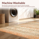 Ultra Soft Area Rug, Non Slip, Stain Resistant, Washable Area Rugs for Living Room, Bedroom, Minimalist Neutral Geometric Aesthetic(Orange)