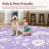 Ultra Soft Area Rug, Non Slip, Stain Resistant, Washable Area Rugs for Living Room, Bedroom, Trendy Soft Textured Pastel Vibe(Purple)