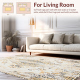Ultra Soft Area Rug, Non Slip, Stain Resistant, Washable Area Rugs for Living Room, Bedroom, Margot Antique Neutral Ivory Area With Boho Inspired(Beige)