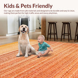 Ultra Soft Area Rug, Non Slip, Stain Resistant, Washable Area Rugs for Living Room, Bedroom, Distressed Ombre Rug with Rustic Hues and Abstract Linear Overlay Design(Orange)