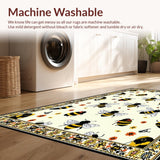 Ultra Soft Area Rug, Non Slip, Stain Resistant, Washable Area Rugs for Living Room, Bedroom, Artistic Flower and Insect Fusion(Beige)