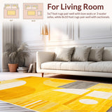 Ultra Soft Area Rug, Non Slip, Stain Resistant, Washable Area Rugs for Living Room, Bedroom, Contemporary Circles Yellow Aesthetic(Yellow)