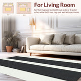 Ultra Soft Area Rug, Non Slip, Stain Resistant, Washable Area Rugs for Living Room, Bedroom, Minimalist Dual-Tone Design Piece(Black)