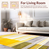 Ultra Soft Area Rug, Non Slip, Stain Resistant, Washable Area Rugs for Living Room, Bedroom, Vibrant Coastal Lattice Design(Yellow)
