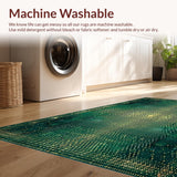 Ultra Soft Area Rug, Non Slip, Stain Resistant, Washable Area Rugs for Living Room, Bedroom, Geometric Spotted with Deep Green and Gold(Green)