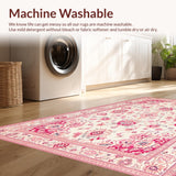 Ultra Soft Area Rug, Non Slip, Stain Resistant, Washable Area Rugs for Living Room, Bedroom, Contemporary Soft Floral Touch(Ivory)