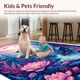 Ultra Soft Area Rug, Non Slip, Stain Resistant, Washable Area Rugs for Living Room, Bedroom, Kawaii Pastel Rainbow Nursery Plush Carpet(Pink)