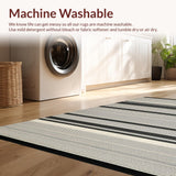 Ultra Soft Area Rug, Non Slip, Stain Resistant, Washable Area Rugs for Living Room, Bedroom, Elegant Earthy Toned Linear Motif(Gray)