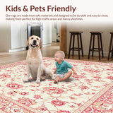 Ultra Soft Area Rug, Non Slip, Stain Resistant, Washable Area Rugs for Living Room, Bedroom, Desert Bloom Floral Motif Beige and Dusty Rose Accents(Ivory)