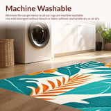 Ultra Soft Area Rug, Non Slip, Stain Resistant, Washable Area Rugs for Living Room, Bedroom, Serene Blue Tropical Elegance(Green)