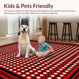 Ultra Soft Area Rug, Non Slip, Stain Resistant, Washable Area Rugs for Living Room, Bedroom, Luxurious Vintage Dice Layout(Red)