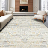 Ultra Soft Area Rug, Non Slip, Stain Resistant, Washable Area Rugs for Living Room, Bedroom, Artistic Light Toned Elements(Gray)
