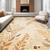 Desert Bloom Beige Area Contemporary Floral Motif(Beige)