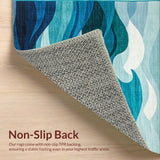 Ultra Soft Area Rug, Non Slip, Stain Resistant, Washable Area Rugs for Living Room, Bedroom, Serene Aqua Fluid Aesthetic(Blue)