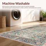 Ultra Soft Area Rug, Non Slip, Stain Resistant, Washable Area Rugs for Living Room, Bedroom, Artisan Crafted Oushak Inspired Rug With Modern Peach Sage Palette(Ivory)