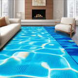 Ultra Soft Area Rug, Non Slip, Stain Resistant, Washable Area Rugs for Living Room, Bedroom, Chic 3D Water-Inspired Motif(Blue)