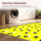 Ultra Soft Area Rug, Non Slip, Stain Resistant, Washable Area Rugs for Living Room, Bedroom, Playful Circular Bee Motif(Yellow)
