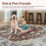 Ultra Soft Area Rug, Non Slip, Stain Resistant, Washable Area Rugs for Living Room, Bedroom, Transitional Warm Tone Patterns(Brown)
