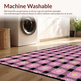 Ultra Soft Area Rug, Non Slip, Stain Resistant, Washable Area Rugs for Living Room, Bedroom, Vibrant Playful Floral Composition(Pink)
