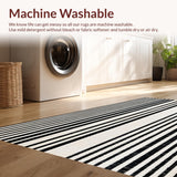 Ultra Soft Area Rug, Non Slip, Stain Resistant, Washable Area Rugs for Living Room, Bedroom, KaHouen High Contrast Striped Area Rug for Farmhouse Entrances(Black)