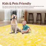 Ultra Soft Area Rug, Non Slip, Stain Resistant, Washable Area Rugs for Living Room, Bedroom, Elegant Yellow Ivory Geometric Style(Yellow)
