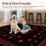 Ultra Soft Area Rug, Non Slip, Stain Resistant, Washable Area Rugs for Living Room, Bedroom, Sleek Symmetrical Geometric Motif(Black)