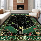 Ultra Soft Area Rug, Non Slip, Stain Resistant, Washable Area Rugs for Living Room, Bedroom, Rustic Zodiac-Inspired Art Design(Black)