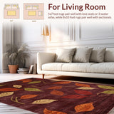 Ultra Soft Area Rug, Non Slip, Stain Resistant, Washable Area Rugs for Living Room, Bedroom, Rustic Red Striped Aesthetic(Brown)
