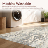 Ultra Soft Area Rug, Non Slip, Stain Resistant, Washable Area Rugs for Living Room, Bedroom, Beige and Grey with Classic Worn Oriental Motifs Subtle Distressing(Beige)