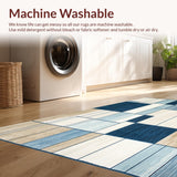 Beige Blue Geo Patchwork Area Modern Floor Art for Home(Beige)