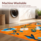 Ultra Soft Area Rug, Non Slip, Stain Resistant, Washable Area Rugs for Living Room, Bedroom, Eclectic Colorful Nature-Inspired Design(Orange)