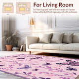 Ultra Soft Area Rug, Non Slip, Stain Resistant, Washable Area Rugs for Living Room, Bedroom, Enchanting Butterfly Dreamscape(Pink)