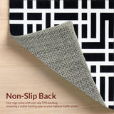 Ultra Soft Area Rug, Non Slip, Stain Resistant, Washable Area Rugs for Living Room, Bedroom, Modern Area Rug Waterproof Reversible Stylish Black and White Design(Black)