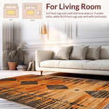 Ultra Soft Area Rug, Non Slip, Stain Resistant, Washable Area Rugs for Living Room, Bedroom, Rustic Earthy Tiger Motif(Orange)