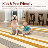 Ultra Soft Area Rug, Non Slip, Stain Resistant, Washable Area Rugs for Living Room, Bedroom, Neutral Striped Living Room Non-Shedding Rug(Beige)