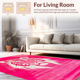Ultra Soft Area Rug, Non Slip, Stain Resistant, Washable Area Rugs for Living Room, Bedroom, Elegant Safari Inspired Motif(Pink)