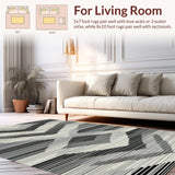 Ultra Soft Area Rug, Non Slip, Stain Resistant, Washable Area Rugs for Living Room, Bedroom, Dynamic Striped Contemporary Flair(Black)