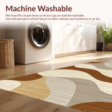 Ultra Soft Area Rug, Non Slip, Stain Resistant, Washable Area Rugs for Living Room, Bedroom, Vibrant Abstract Swirling Lines(Beige)