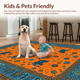 Ultra Soft Area Rug, Non Slip, Stain Resistant, Washable Area Rugs for Living Room, Bedroom, Playful Orange and Blue Fusion(Orange)