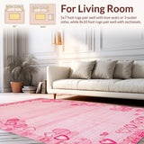 Ultra Soft Area Rug, Non Slip, Stain Resistant, Washable Area Rugs for Living Room, Bedroom, Cute Cozy Warmth Design(Pink)