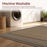 Ultra Soft Area Rug, Non Slip, Stain Resistant, Washable Area Rugs for Living Room, Bedroom, Elegant Geometric Area Featuring High Contrast Details(Beige)
