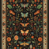 Ultra Soft Area Rug, Non Slip, Stain Resistant, Washable Area Rugs for Living Room, Bedroom, Intricate Nature-Inspired Motif(Black)