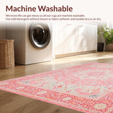 Ultra Soft Area Rug, Non Slip, Stain Resistant, Washable Area Rugs for Living Room, Bedroom, Serene Creamy Lotus Design(Pink)