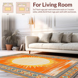 Ultra Soft Area Rug, Non Slip, Stain Resistant, Washable Area Rugs for Living Room, Bedroom, Vibrant Colorful Geometric Delight(Orange)