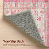 Ultra Soft Area Rug, Non Slip, Stain Resistant, Washable Area Rugs for Living Room, Bedroom, Subtle Neutral Boho Chic Appeal(Pink)
