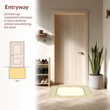 Ultra Soft Area Rug, Non Slip, Stain Resistant, Washable Area Rugs for Living Room, Bedroom, Area Classic Ornamental Border Elegant Non Slip Timeless Design(Beige)